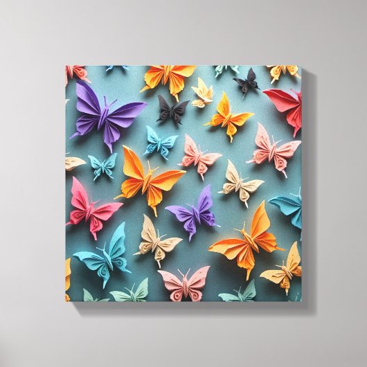 origami-vlinderpatroon canvas afdruk (Voorkant)