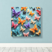 origami-vlinderpatroon canvas afdruk (Insitu (Houten vloer))