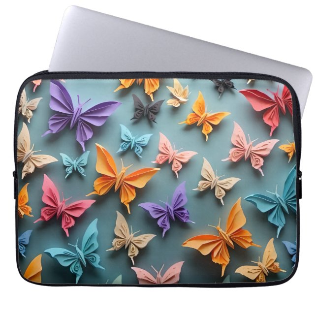 origami-vlinderpatroon laptop sleeve (Voorkant)