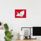 Origami vogel 16 x 12 poster (Thuiskantoor)