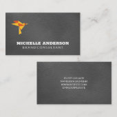 Origami vogelpictogram | Elegant leer Visitekaartje (Voorkant / Achterkant)