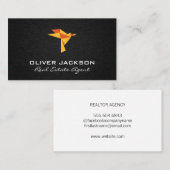 Origami vogelpictogram linnen achtergrond visitekaartje (Voorkant / Achterkant)