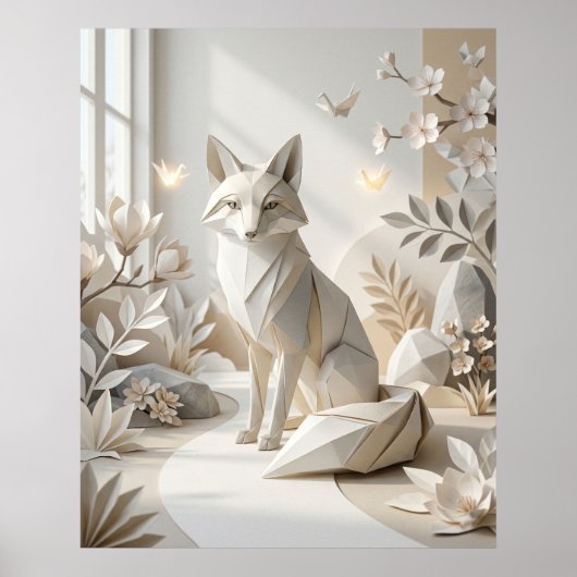 Origami Vos Papierentuin Poster (Voorkant)