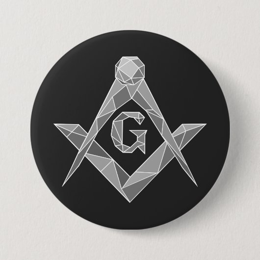 Origami vrijmetselarij symbool ronde button 7,6 cm (Voorkant)