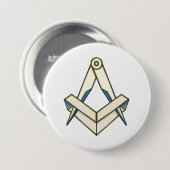 Origami vrijmetselarij symbool ronde button 7,6 cm (Voorkant /achterkant)