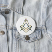 Origami vrijmetselarij symbool ronde button 7,6 cm (In situ)