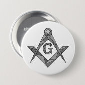 Origami vrijmetselarij symbool ronde button 7,6 cm (Voorkant /achterkant)