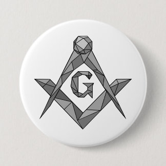 Origami vrijmetselarij symbool ronde button 7,6 cm