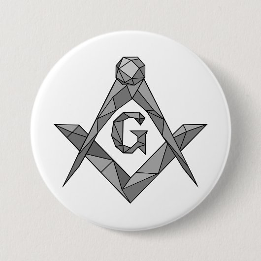 Origami vrijmetselarij symbool ronde button 7,6 cm (Voorkant)