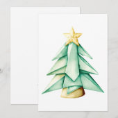 Origami Waterverf kerstboom Feestdagenkaart (Voorkant / Achterkant)