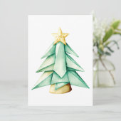 Origami Waterverf kerstboom Feestdagenkaart (Staand voorkant)