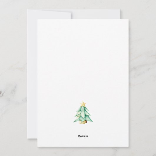 Origami Waterverf kerstboom Feestdagenkaart (Achterkant)