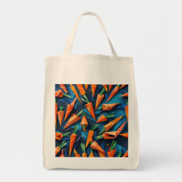 Origami Wortelen Acryl Sinaasappel Blauw Patroon Tote Bag