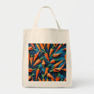 Origami Wortelen Acryl Sinaasappel Blauw Patroon Tote Bag