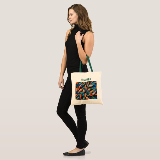 Origami Wortelen Patroon - Vegan Vibes Tote Bag (Voorkant (model))