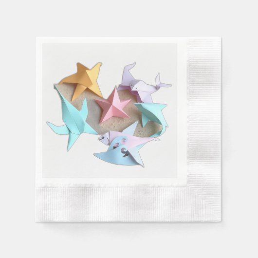 Origami Zee Creatures with Pastel Waves Servet (Voorkant)