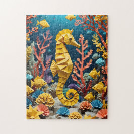Origami zeepaardje onder het Zee Ocean thema Legpuzzel