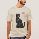 Origami Zwarte Kat T-shirt (Voorkant)