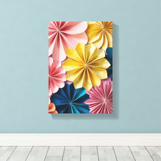 origamibloem canvas afdruk (Insitu (Houten vloer))