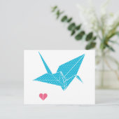 origamivogel met hart briefkaart (Staand voorkant)