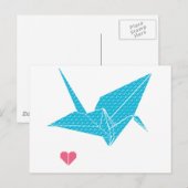 origamivogel met hart briefkaart (Voorkant / Achterkant)