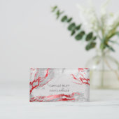 Origin Event Planning Red Gray Silver Marble Visitekaartje (Staand voorkant)