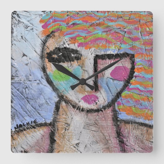 Original Abstract Art Large Clock Vierkante Klok (Voorkant)