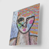 Original Abstract Art Large Clock Vierkante Klok (Hoek)