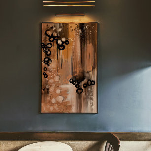 Original abstract art painting 6 print dark brown