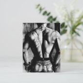 Original Art Bodybuilder Back In Tight Jeans Cool Briefkaart (Staand voorkant)