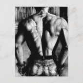 Original Art Bodybuilder Back In Tight Jeans Cool Briefkaart (Voorkant)
