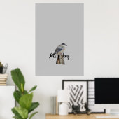 Original Art Grey Jay of Whiskey Jack Bird Poster (Thuiskantoor)