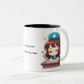 Original Chibi Nurse - A little Exhaustion Tweekleurige Koffiemok (Voorkant rechts)