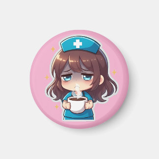 Original Chibi Nurse - Coffee with Tired Magneet