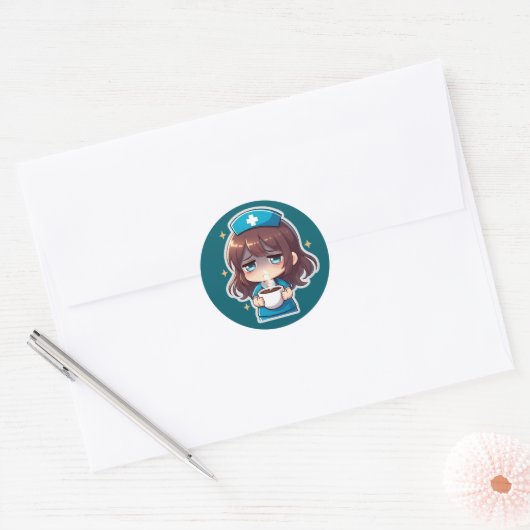 Original Chibi Nurse - Coffee with Tired Ronde Sticker (Envelop)