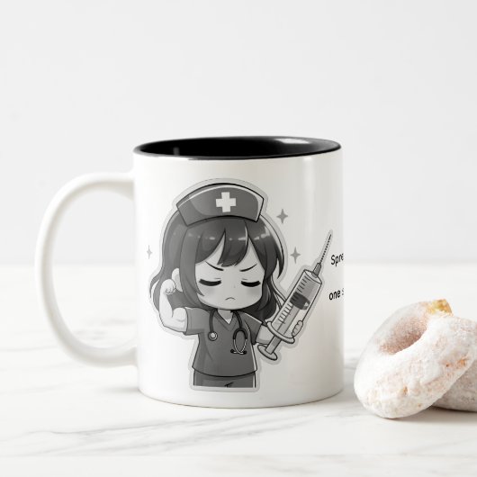 Original Chibi Nurse - Medical Power Tweekleurige Koffiemok (Met donut)