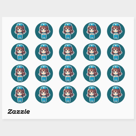 Original Chibi Nurse - Professional Calm Ronde Sticker (Vel)