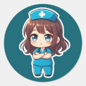 Original Chibi Nurse - Professional Calm Ronde Sticker (Voorkant)