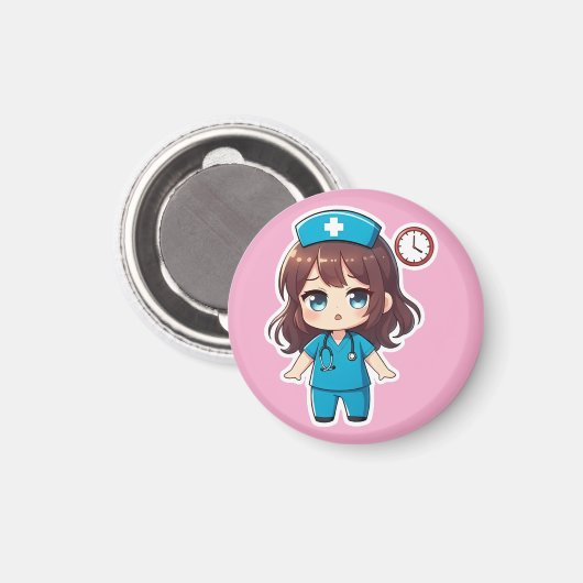 Original Chibi Nurse - Racing Against Time Magneet (Voorkant / Achterkant)
