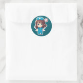 Original Chibi Nurse - Racing Against Time Ronde Sticker (Tas)