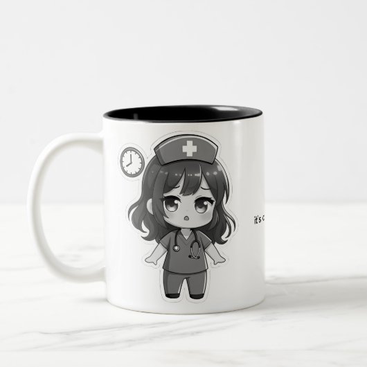 Original Chibi Nurse - Racing Against Time Tweekleurige Koffiemok (Links)