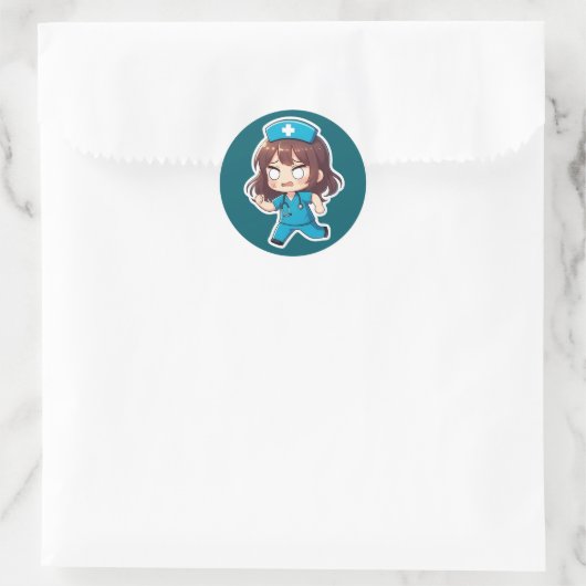 Original Chibi Nurse - The Hectic Shift Ronde Sticker (Tas)