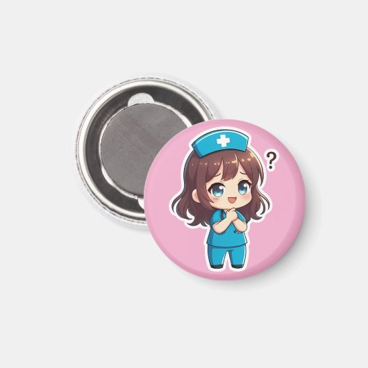 Original Chibi Nurse - The Questioning Moment Magneet (Voorkant / Achterkant)