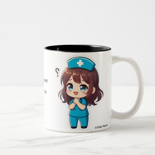Original Chibi Nurse - The Questioning Moment Tweekleurige Koffiemok (Rechts)