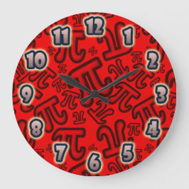 ORIGINAL Crazy Pi Numbers - Red CLOCK Grote Klok