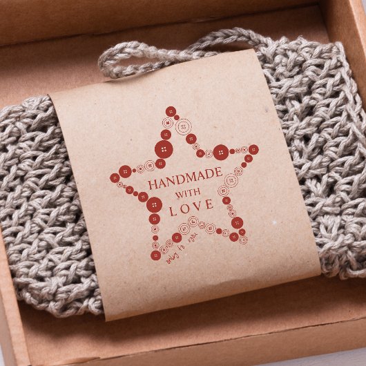 Original Cute Star of Buttons Handmade with Love Rubberstempel