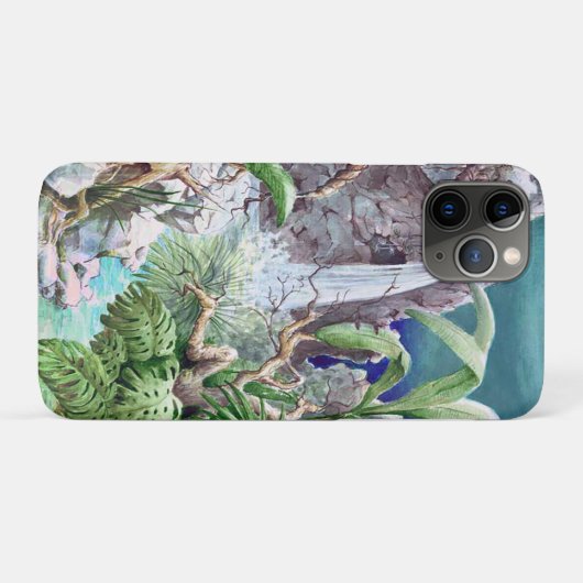 Original Dschungelzeichnung mit Wasserfall Case-Mate iPhone Case (Achterkant (horizontaal))