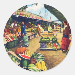 Original Farmer's Market, Hollywood, Californië Ronde Sticker