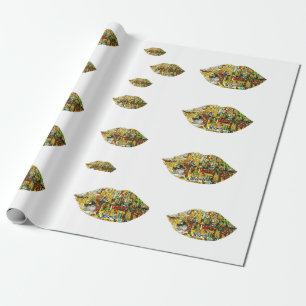 ORIGINAL Gustav Klimt The Kiss geïnspireerde Lips  Cadeaupapier