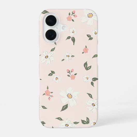 Original hand-drawn floral pattern iPhone case 16 Hoesje (Achterkant)
